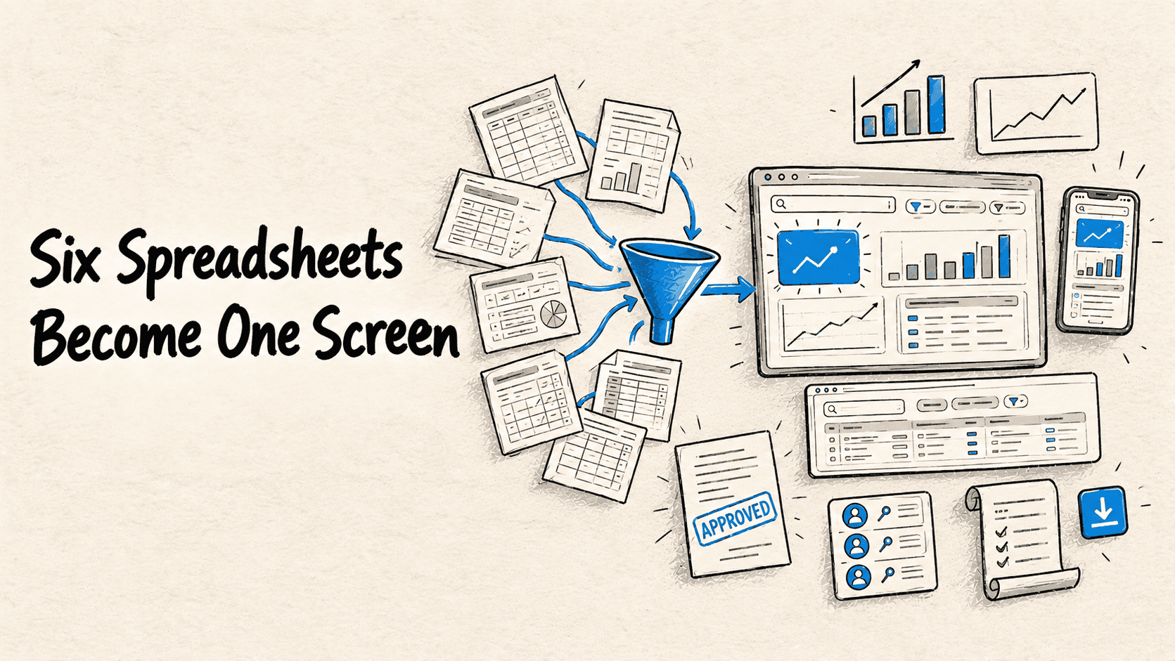 Six Spreadsheets Become One Screen
